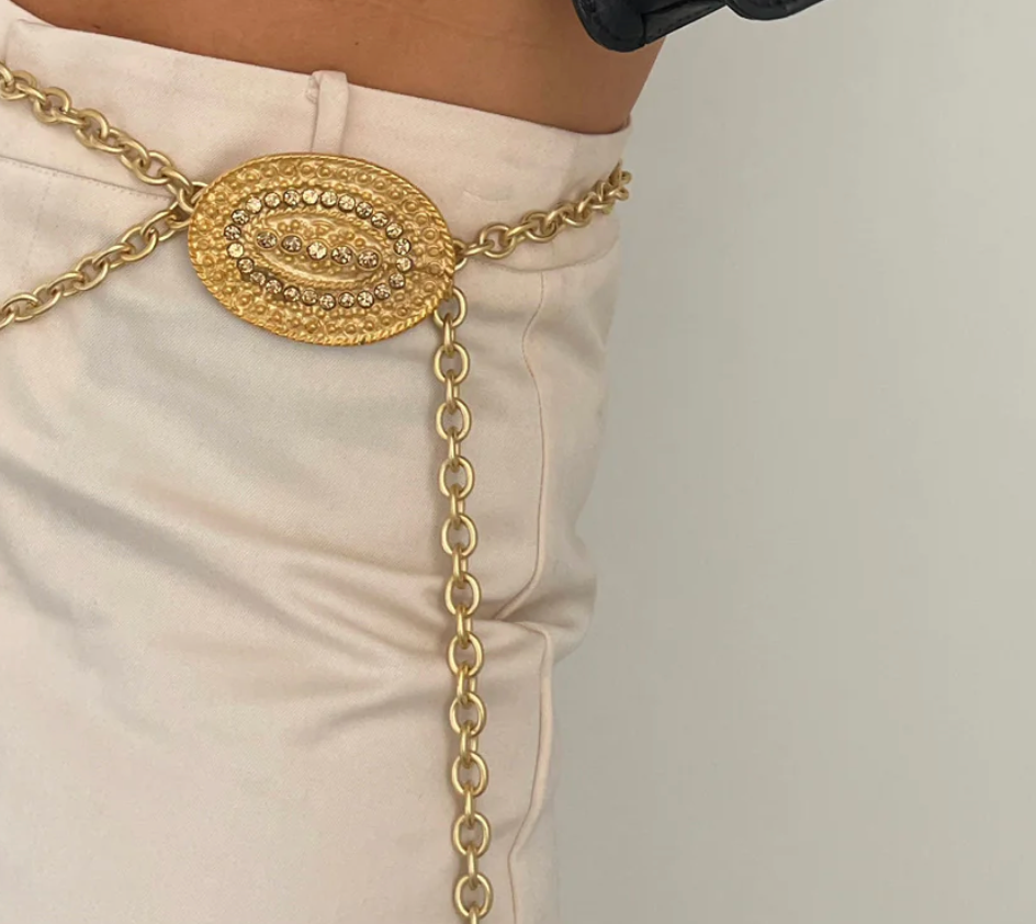 52369 Charlotte Chain Belt - Elegant Matte Gold Chain  display picture 1