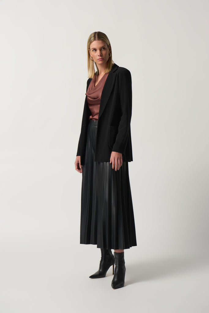 Pleated Faux-Leather Culotte Pants