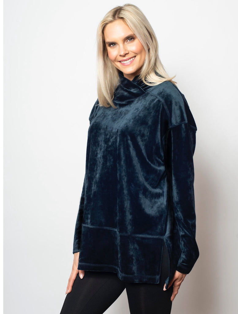 Plush Velvet Drape Neck Pullover