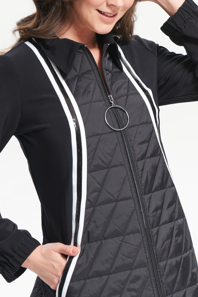 Stripe detail zipper jacket