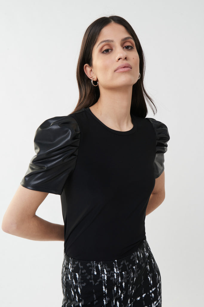 Puff Pleather Sleeve Top