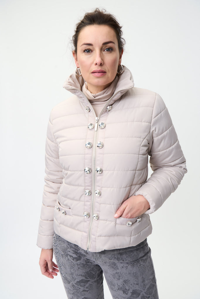 Puffer Jacket w/ Crystal Button