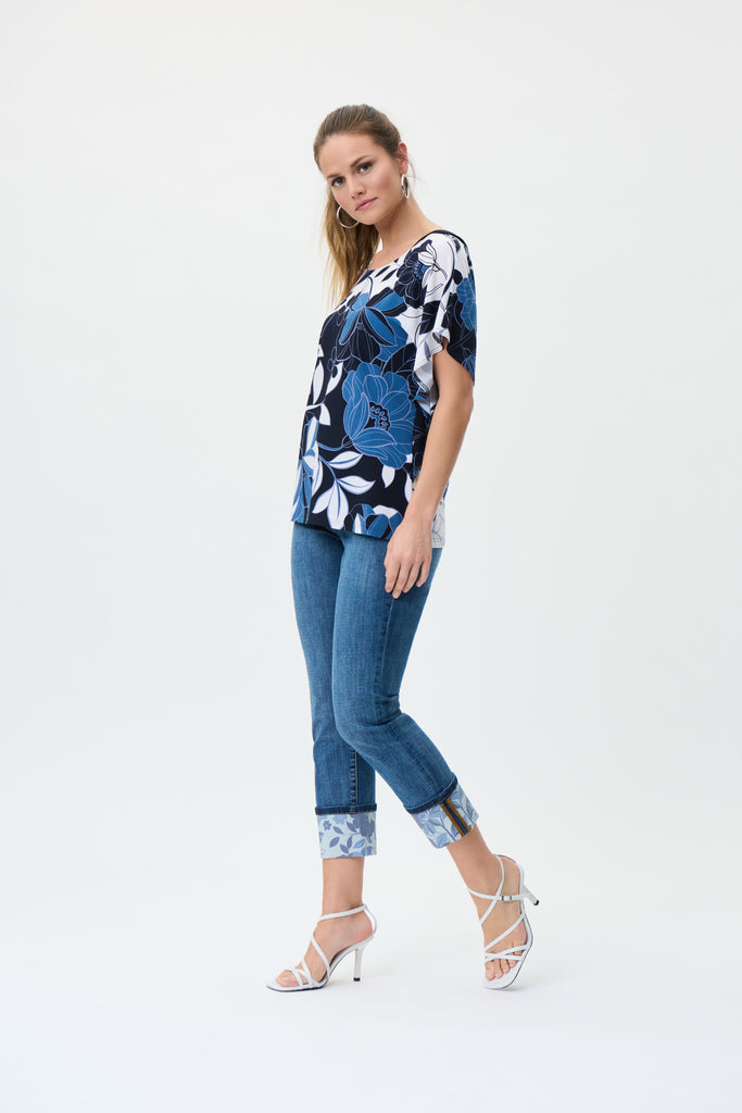 Floral Print Flared Top
