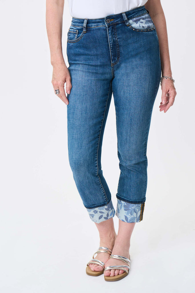Floral Print Cropped Jeans