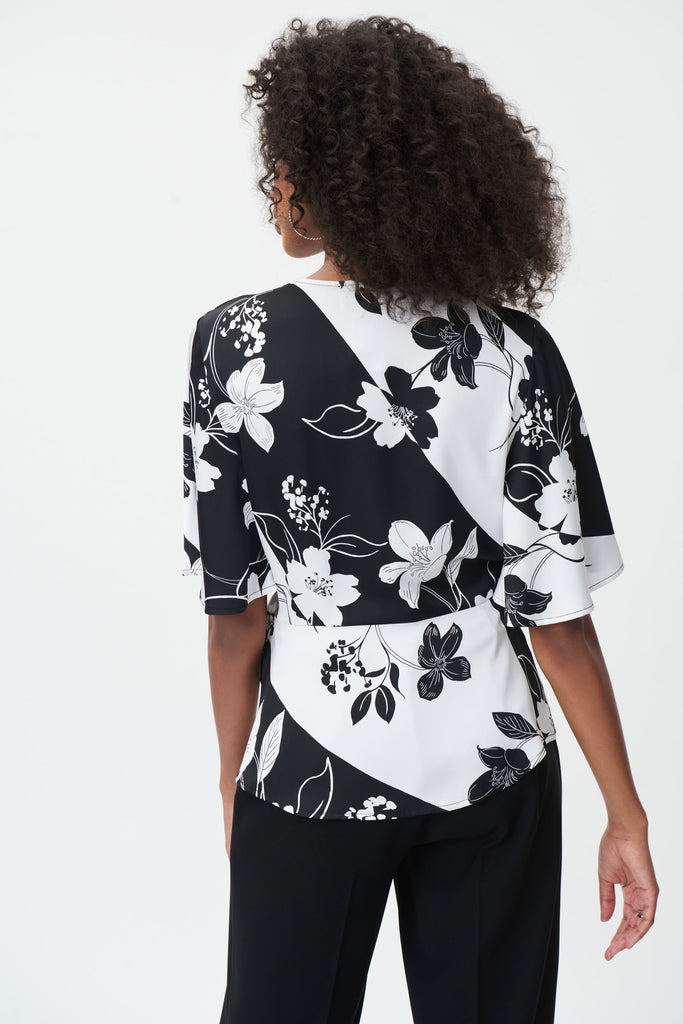 Floral Wrap Top With Bell Sleeve