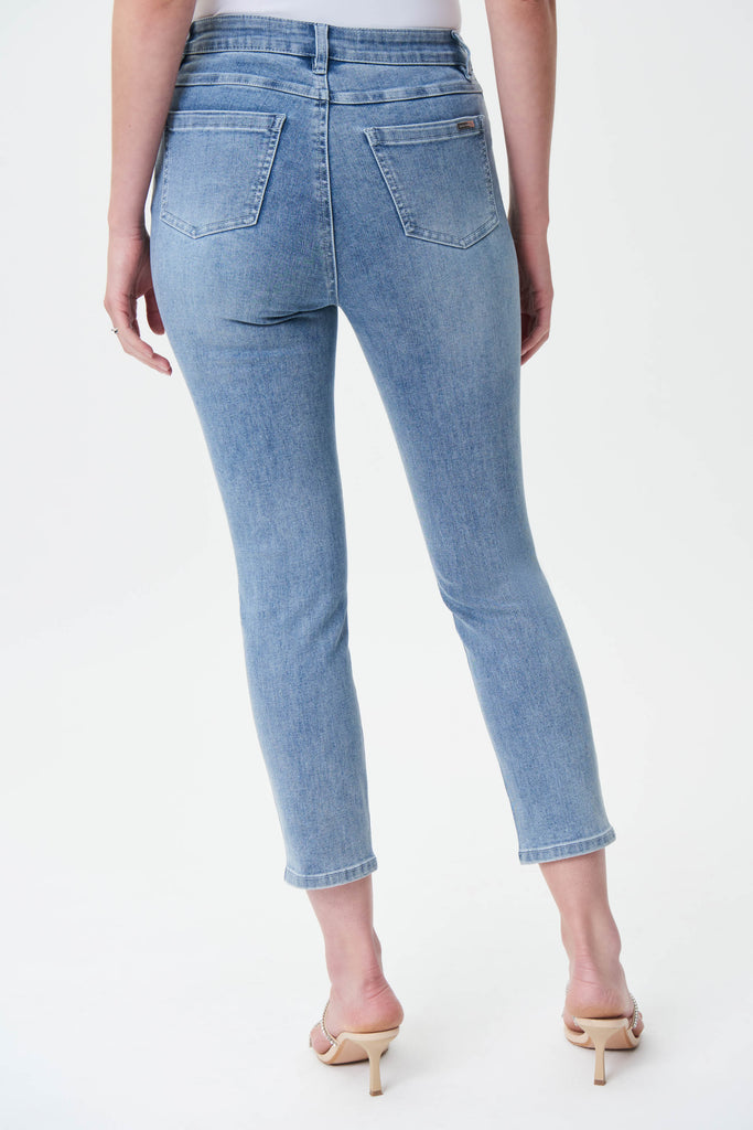 Medium Wash Slim Cropped Embellished Jeans