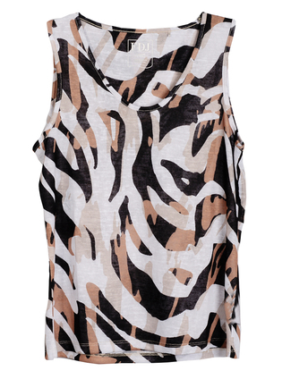 Safari Camo Print Rounded V-Neck Tank