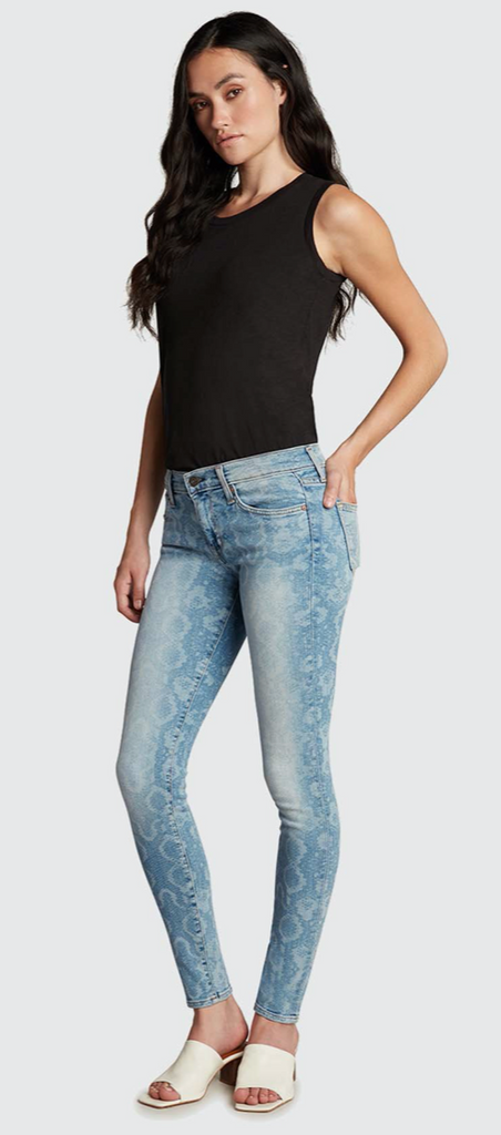 Mid-Rise, Full Length Skinny Leg Fit in a fun Python Pattern