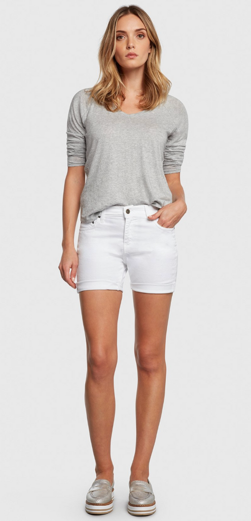 Mid Rise Jean Shorts with Rolled Hem