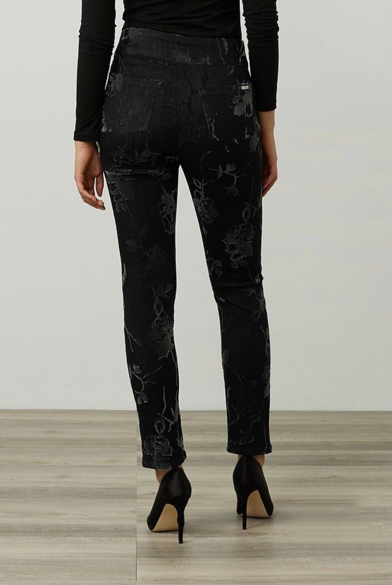 Flocked Velvet Floral Print Jeans | Popi's Place