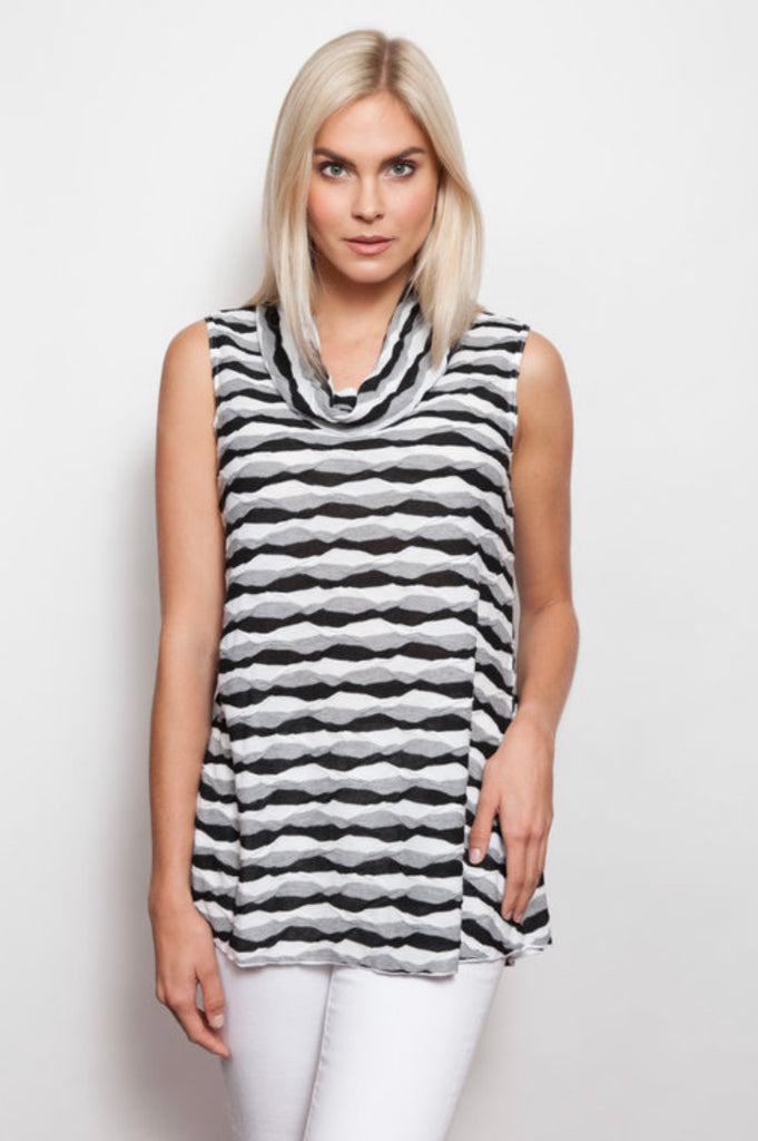 Wavy Stripe Sleeveless Cowl