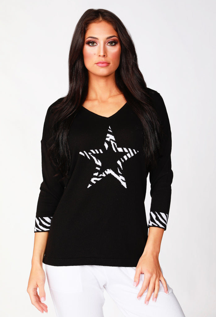 Zebra Star 3/4 Sleeve Knit