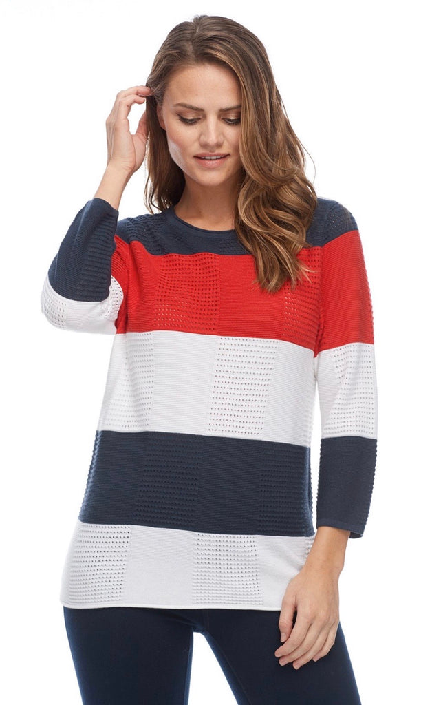 Textured Color Block Stripe Sweater