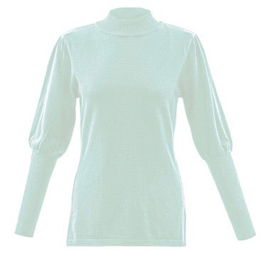 Mock Neck Sweater w/ Ribbed Fitted Sleeve