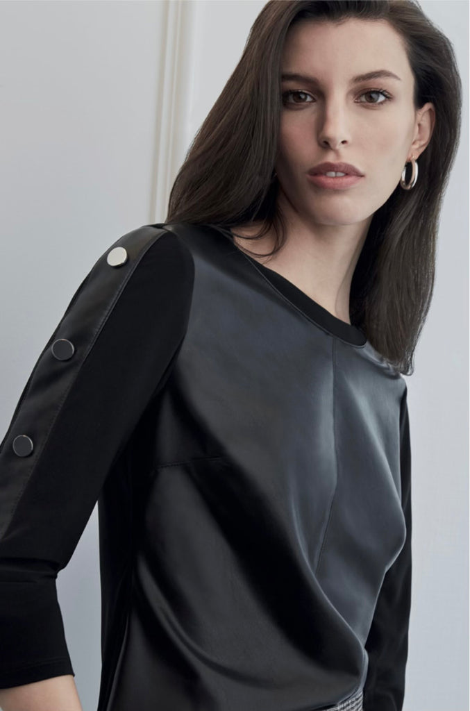 Faux Leather Top w/ Silver Stud Detail