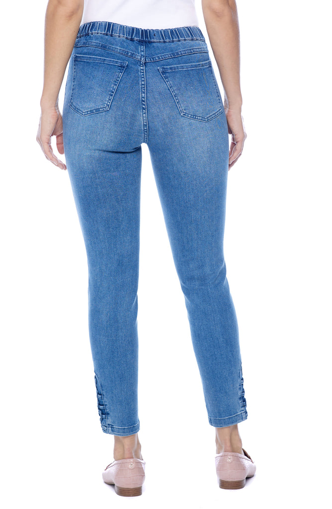 Knot detail pull-on slim ankle jean