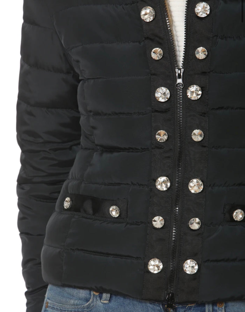 Light weight puffer jacket with crystals
