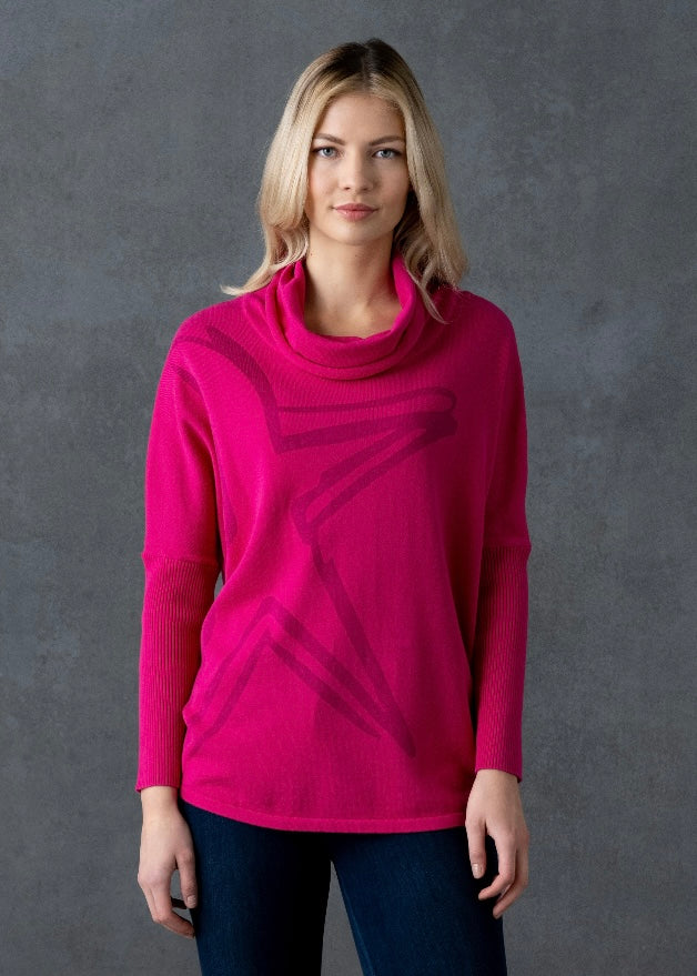 Star Cowl Neck Sweater 100% Cotton