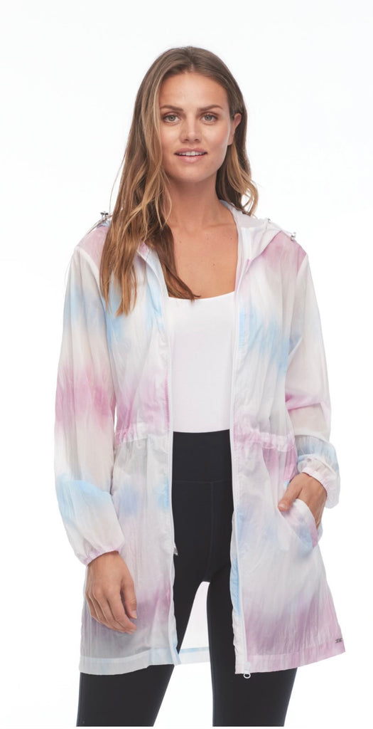 TIE-DYE HOODED JACKET WITH DRAWSTRING WAIST